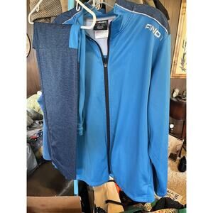 AND1 Track Suit Mens Large Blue Jacket Track Pants Warm Up Practice Vintage